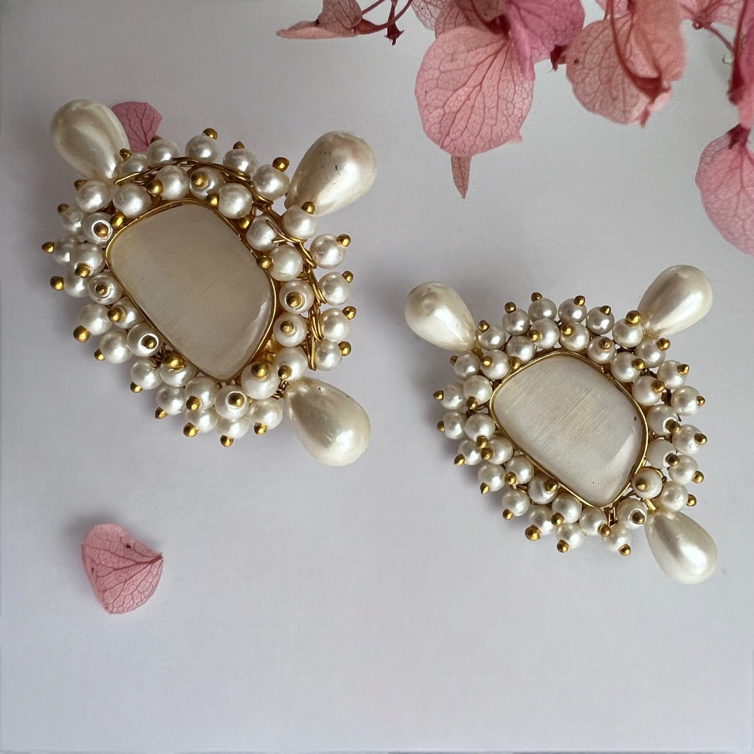 TELLY TOT GOLD TONED SEMI HANDMADE STUDS  ER249