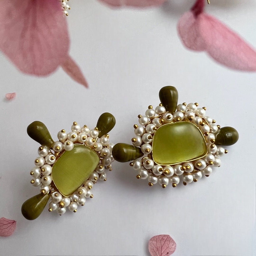 TELLY TOT GOLD TONED SEMI HANDMADE STUDS  ER249