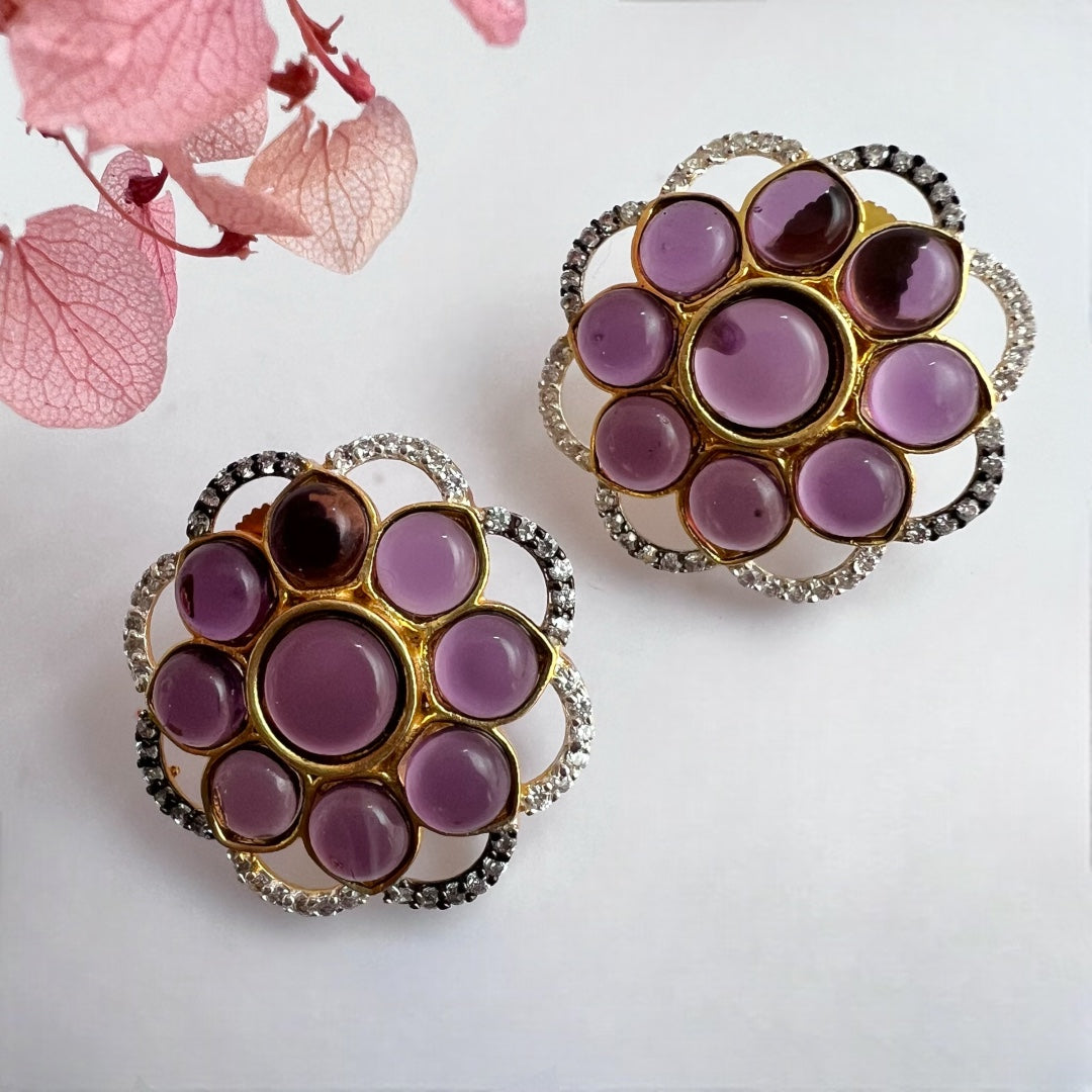 BOTANIC BLOSSOM HANDMADE MONALISA GOLD TONED STUDS ER206