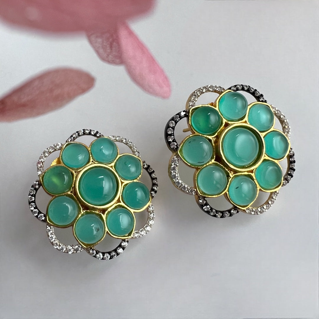 BOTANIC BLOSSOM HANDMADE MONALISA GOLD TONED STUDS ER206