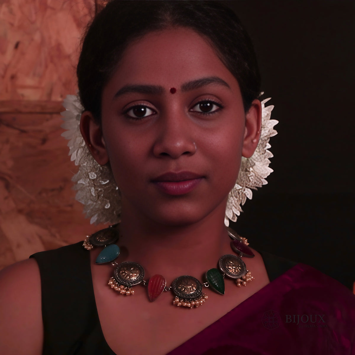 RITHANA BIJOUX PREMIUM AND EXCLUSIVE HAND HAMMERED HANDMADE CHOKER WITH EARRINGS CH101