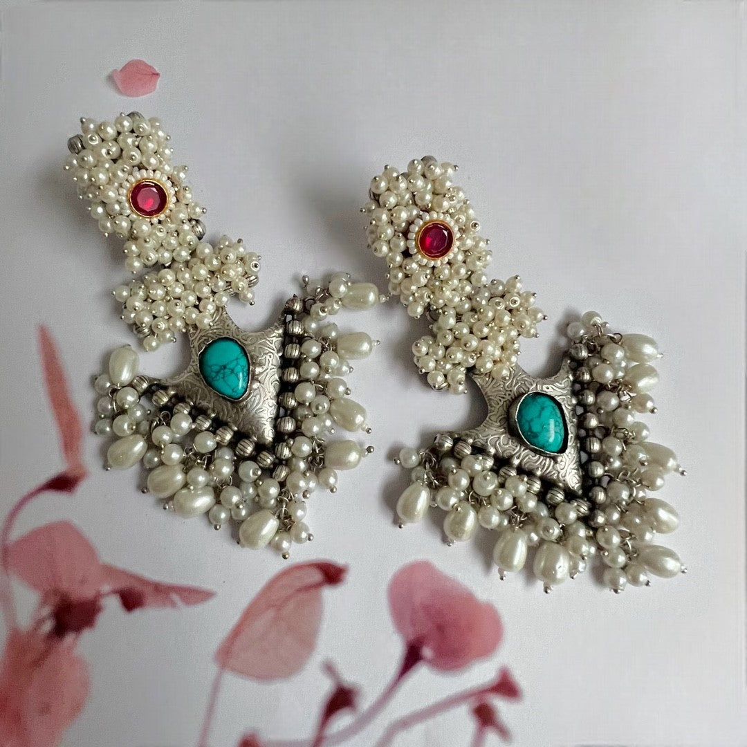 PEARLY PEARL SILVER LOOK ALIKE PREMIUM POLISH HANDMADE EARRINGS ER359