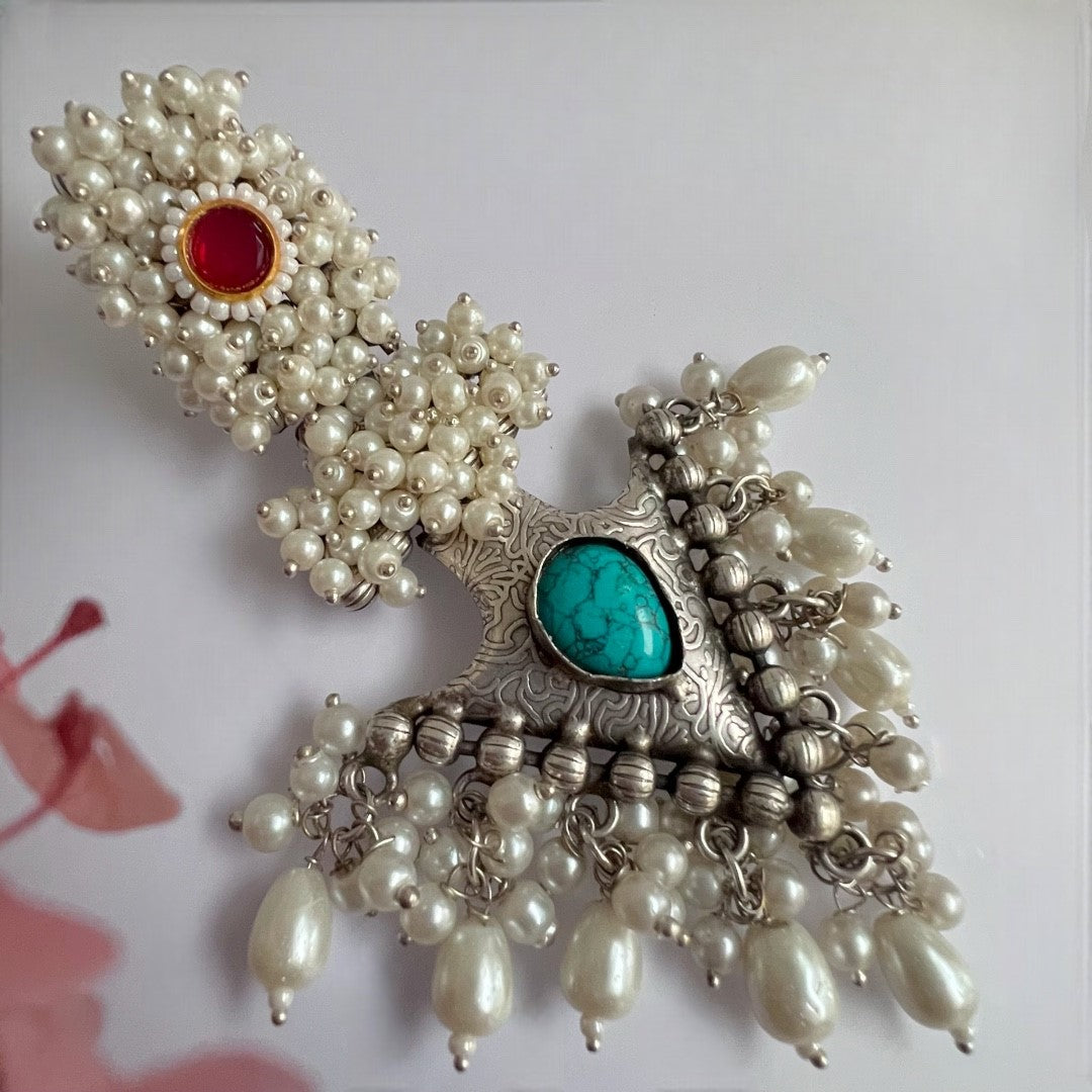 PEARLY PEARL SILVER LOOK ALIKE PREMIUM POLISH HANDMADE EARRINGS ER359