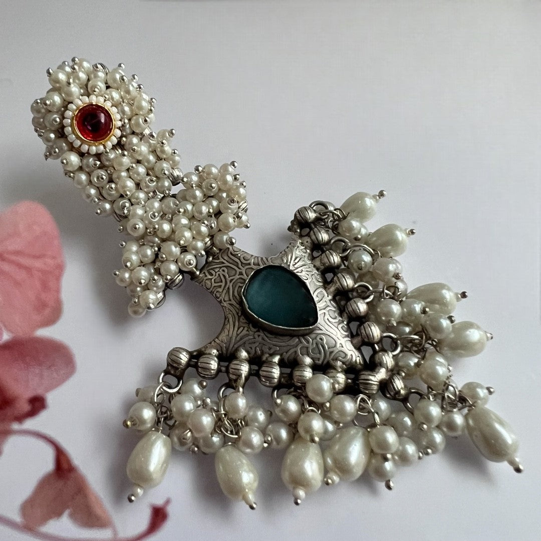 PEARLY PEARL SILVER LOOK ALIKE PREMIUM POLISH HANDMADE EARRINGS ER359