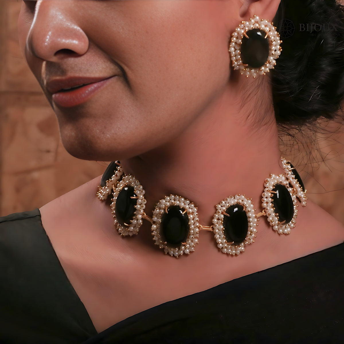 ELA BIJOUX PREMIUM AND EXCLUSIVE HANDMADE CHOKER WITH EARRINGS CH208