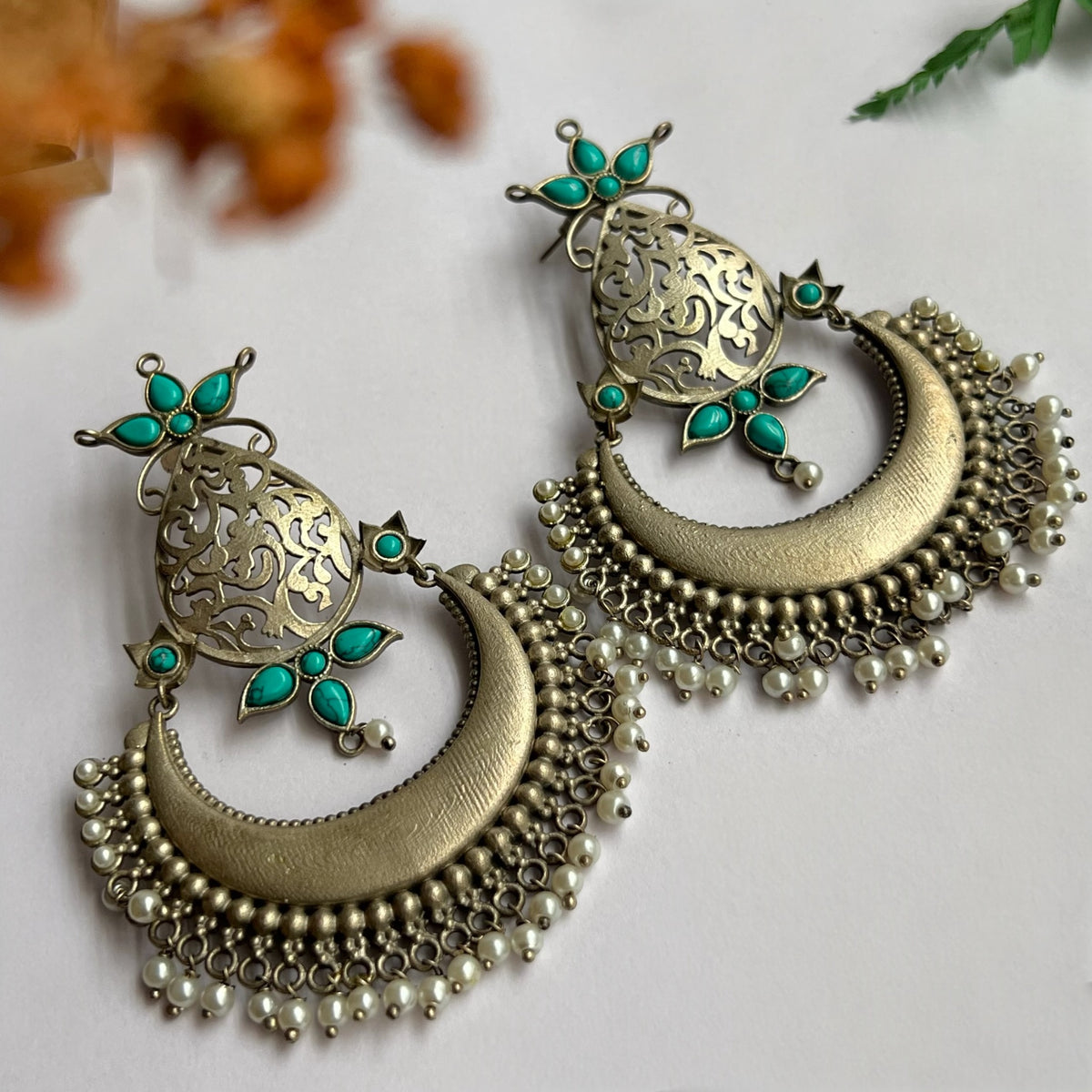 ANVIKA FAUX SILVER SEMI HANDMADE DANGLERS/ EARRINGS ER657