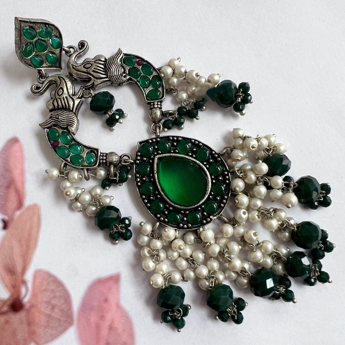 PIRAHA SEMIHANDMADE JUMBO OXIDIZED BEADED EARRING ER150