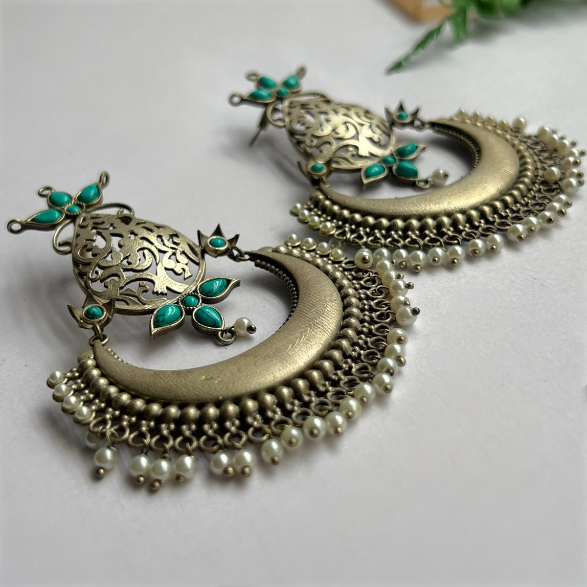 ANVIKA FAUX SILVER SEMI HANDMADE DANGLERS/ EARRINGS ER657