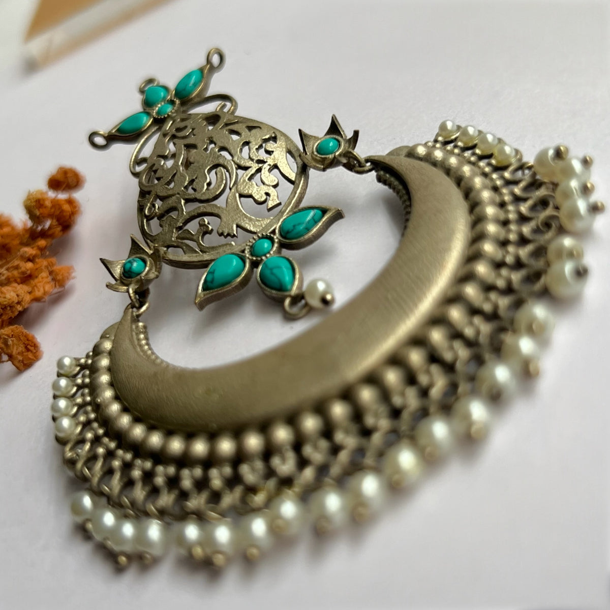 ANVIKA FAUX SILVER SEMI HANDMADE DANGLERS/ EARRINGS ER657