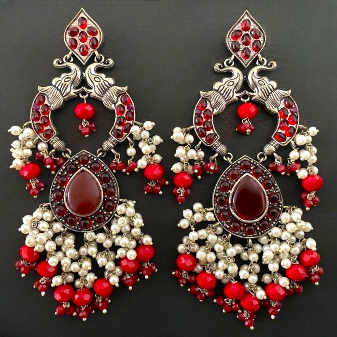 PIRAHA SEMIHANDMADE JUMBO OXIDIZED BEADED EARRING ER150