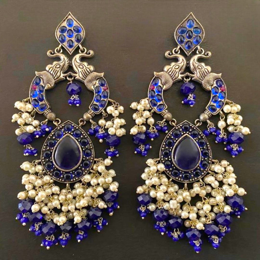 PIRAHA SEMIHANDMADE JUMBO OXIDIZED BEADED EARRING ER150