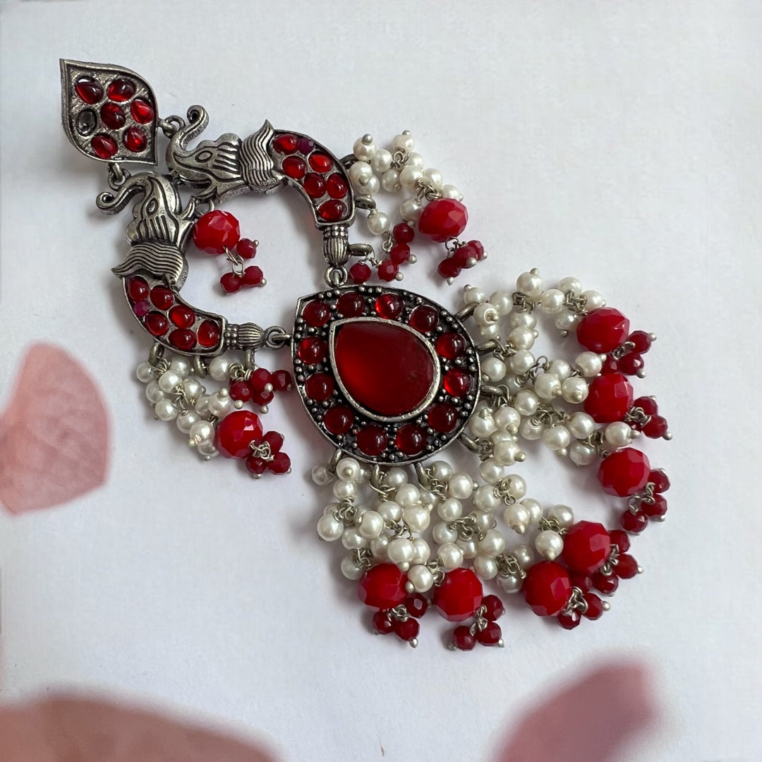 PIRAHA SEMIHANDMADE JUMBO OXIDIZED BEADED EARRING ER150