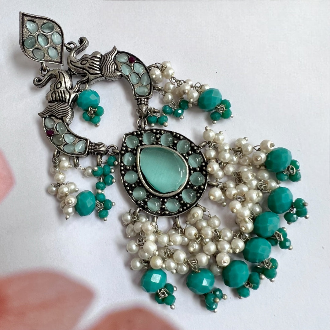 PIRAHA SEMIHANDMADE JUMBO OXIDIZED BEADED EARRING ER150