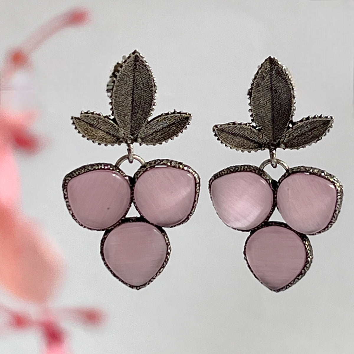 3 EYED SEMI HEMISPHERE SEMI HANDMADE OXIDIZED EARRING ER207