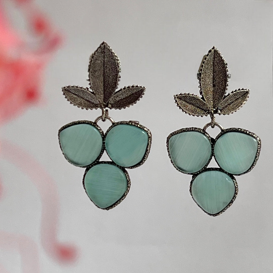 3 EYED SEMI HEMISPHERE SEMI HANDMADE OXIDIZED EARRING ER207