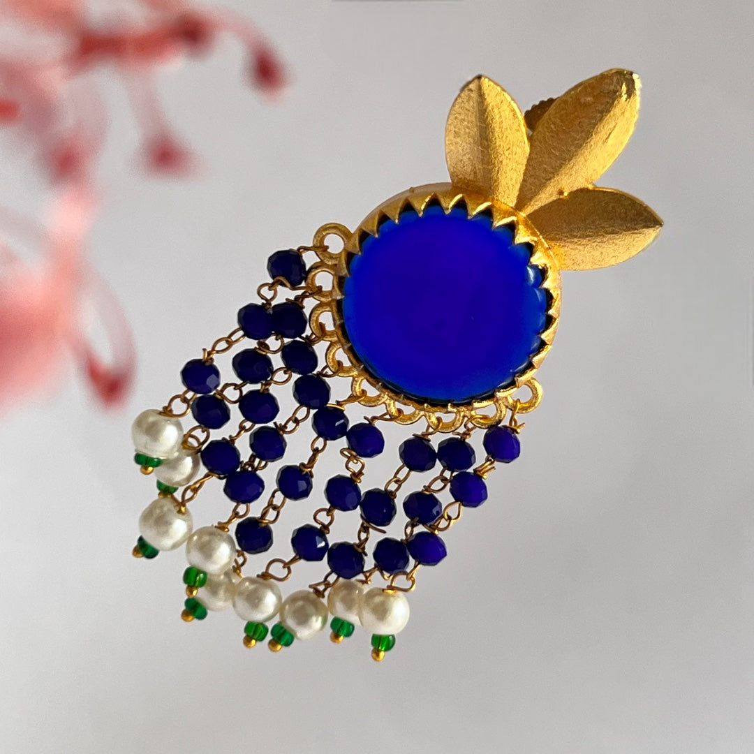 SOLITARE SOUL SEMI HANDMADE MONOLISA  BEADED GOLD-TONED EARRING -ER275