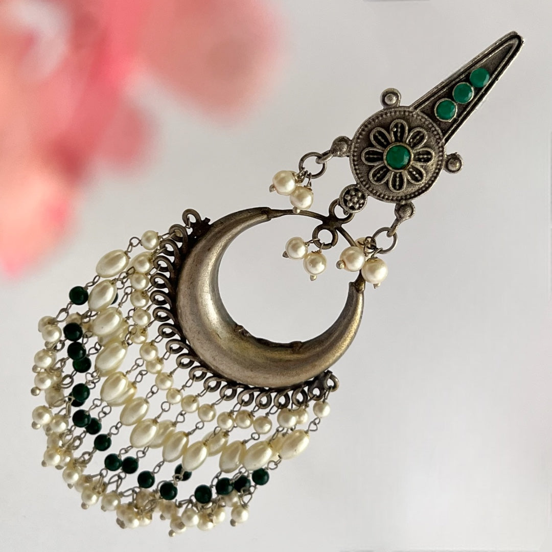 CONY FLORAL SILVER LOOK ALIKE SEMI-HANDMADE EARRINGS ER185