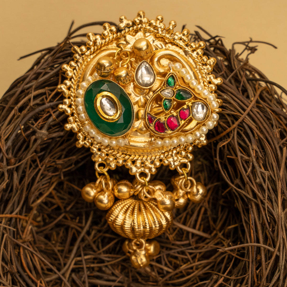 QUINN GOLD TONED HANDMADE HAND HAMMERED EARRINGS ER930