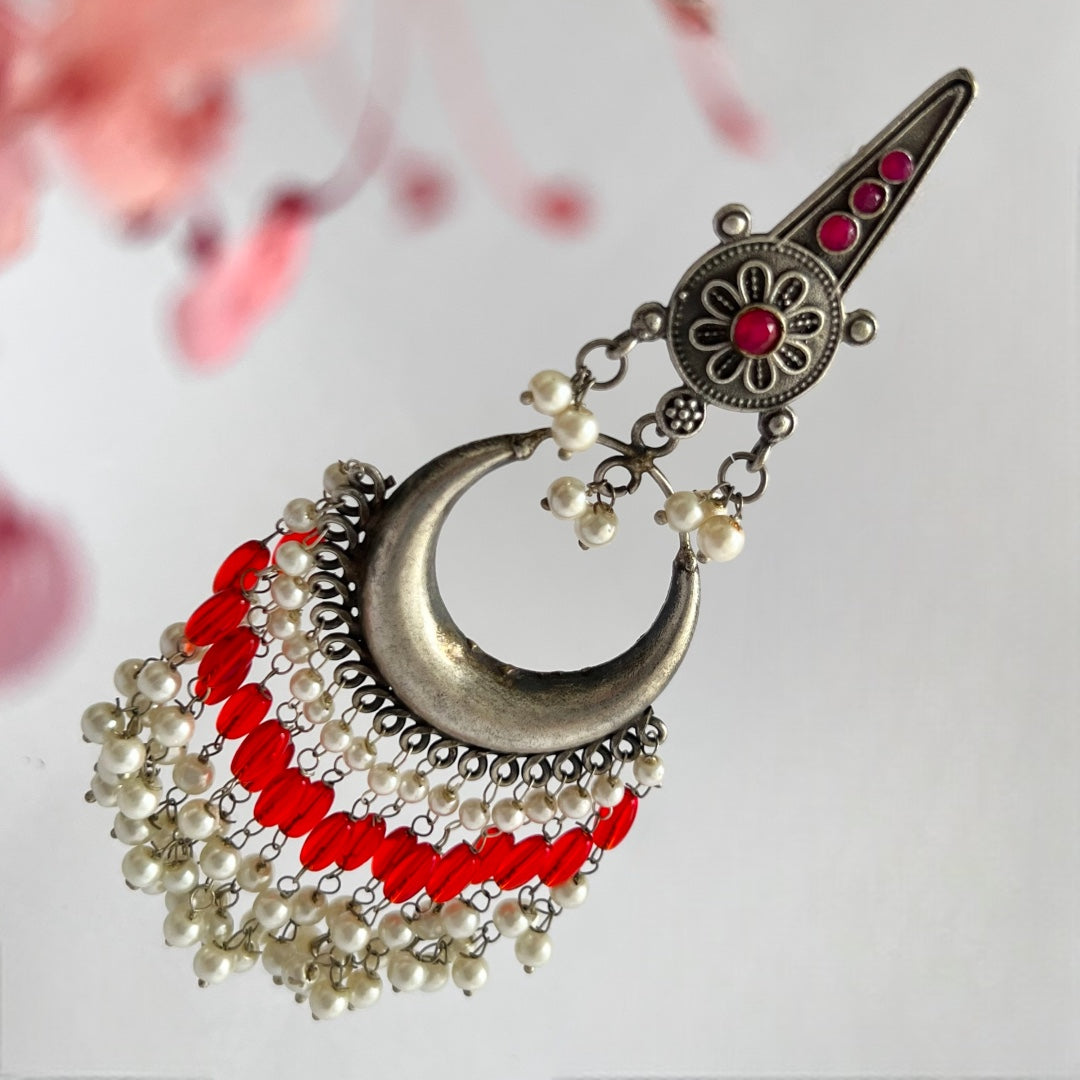 CONY FLORAL SILVER LOOK ALIKE SEMI-HANDMADE EARRINGS ER185