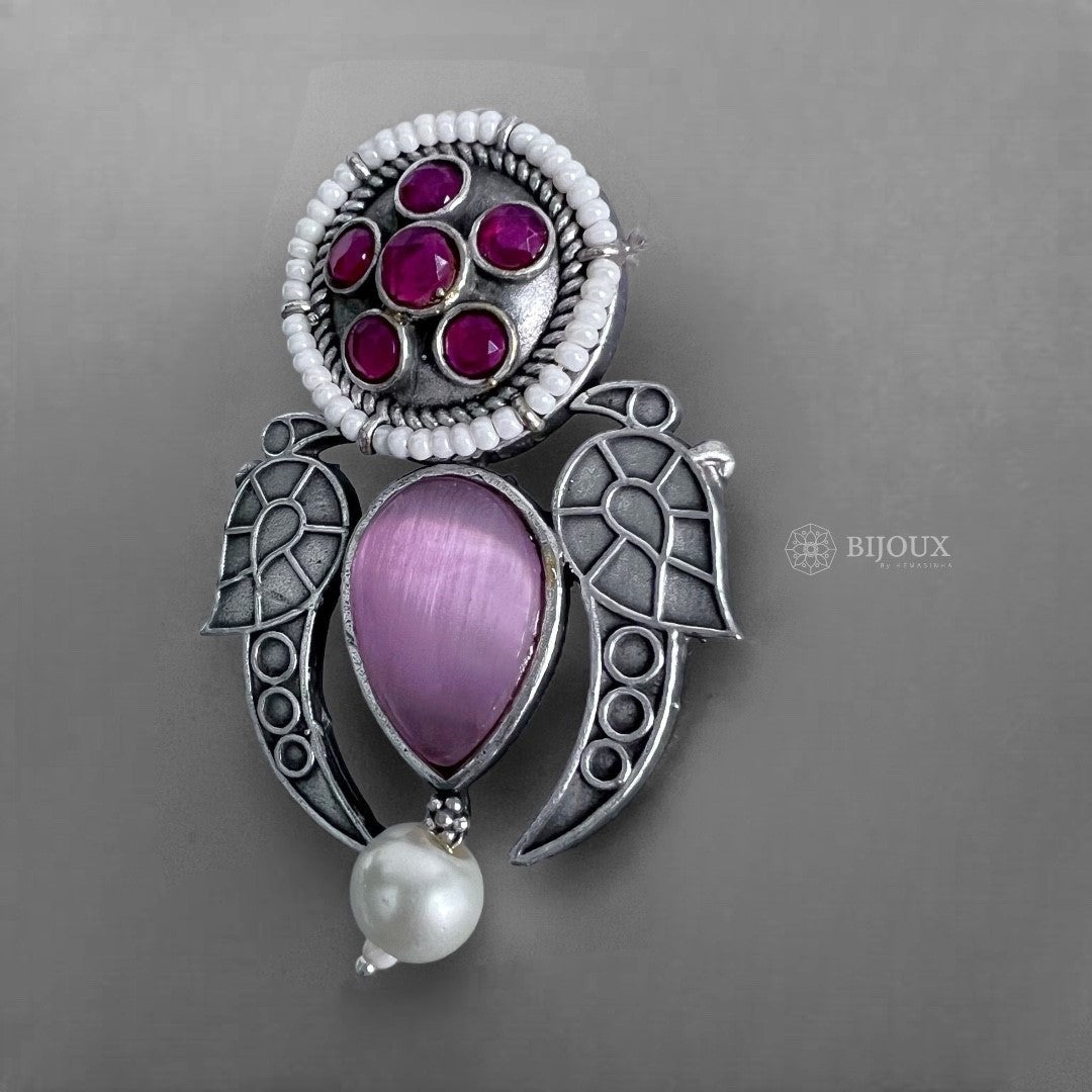 JACKIE MONALISA FAUX SILVER SEMI HANDMADE BRASS RAW AND RUSTIC EARRINGS ER360