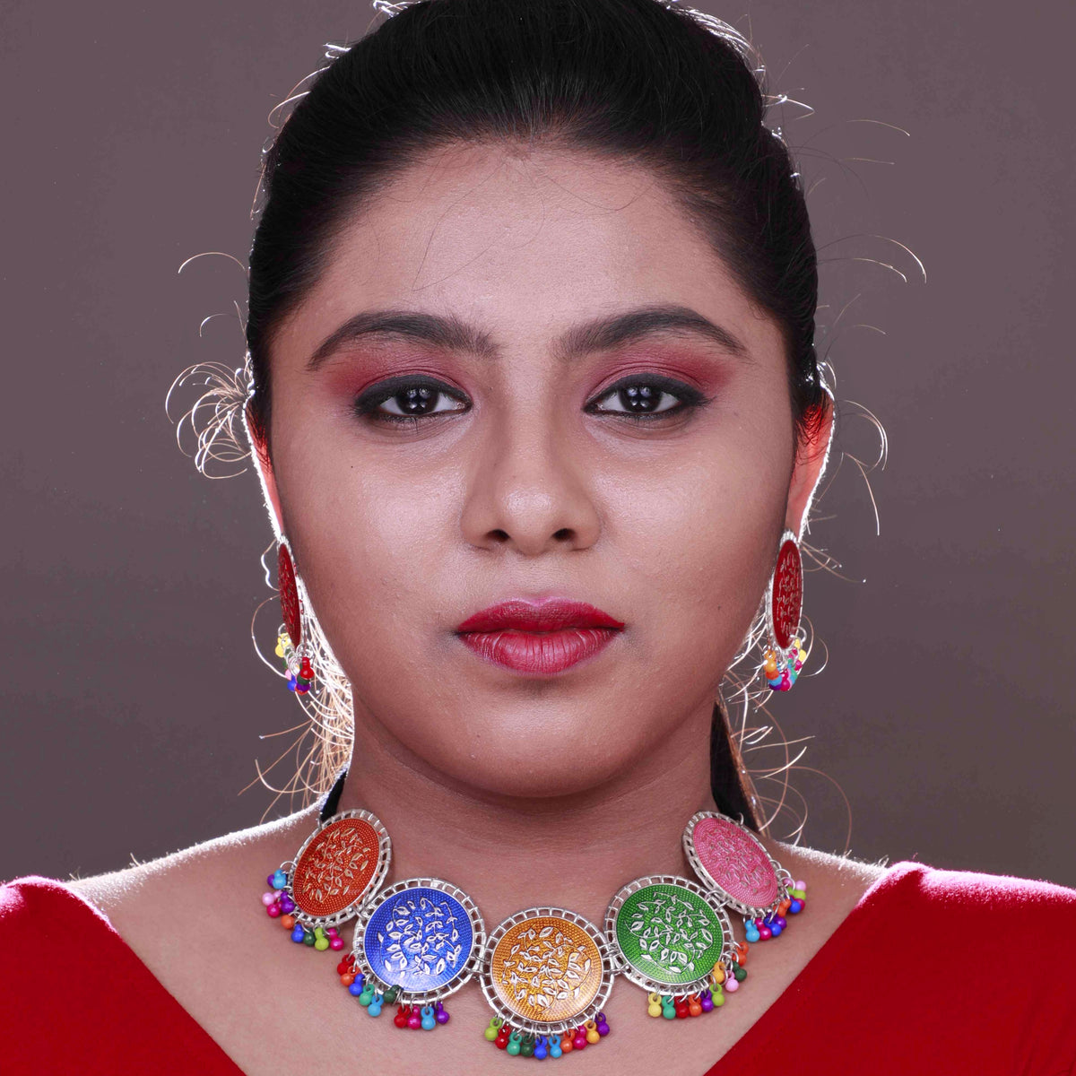 AERA OXIDIZED ANTIQUE NECKPIECE/NECKLACE EARRINGS NL228