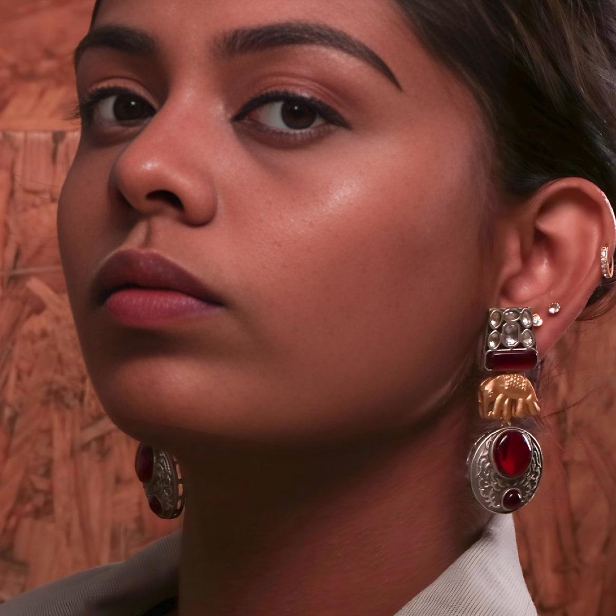 JOWITA SEMIHANDMADE DUAL TONE OXIDIZED BEADED EARRING ER250