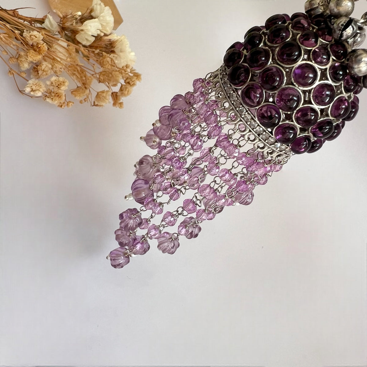 RICHA SILVER LOOK ALIKE GOLD-TONED HANDMADE KEMP JUMBO  JHUMKAS ER576