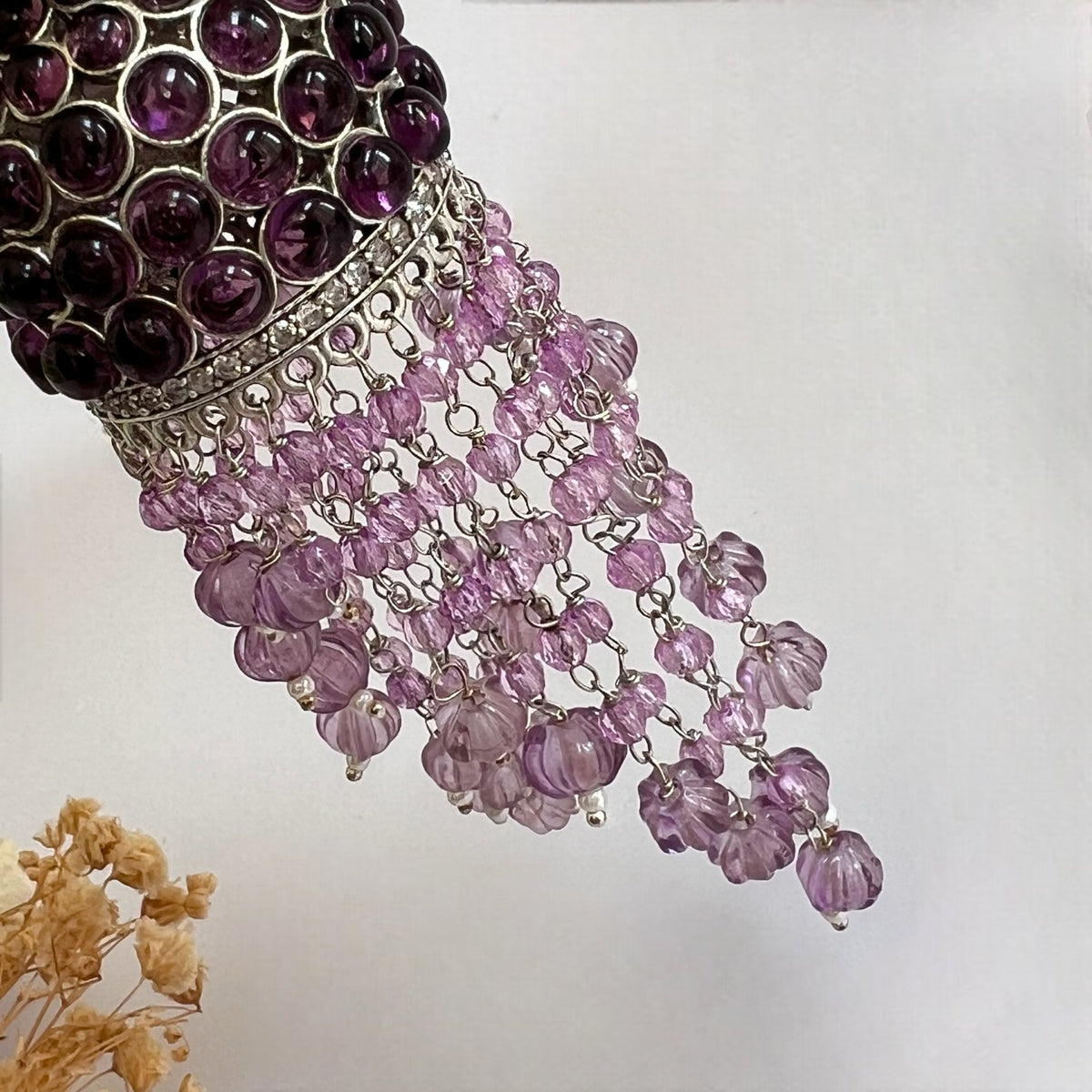 RICHA SILVER LOOK ALIKE GOLD-TONED HANDMADE KEMP JUMBO  JHUMKAS ER576