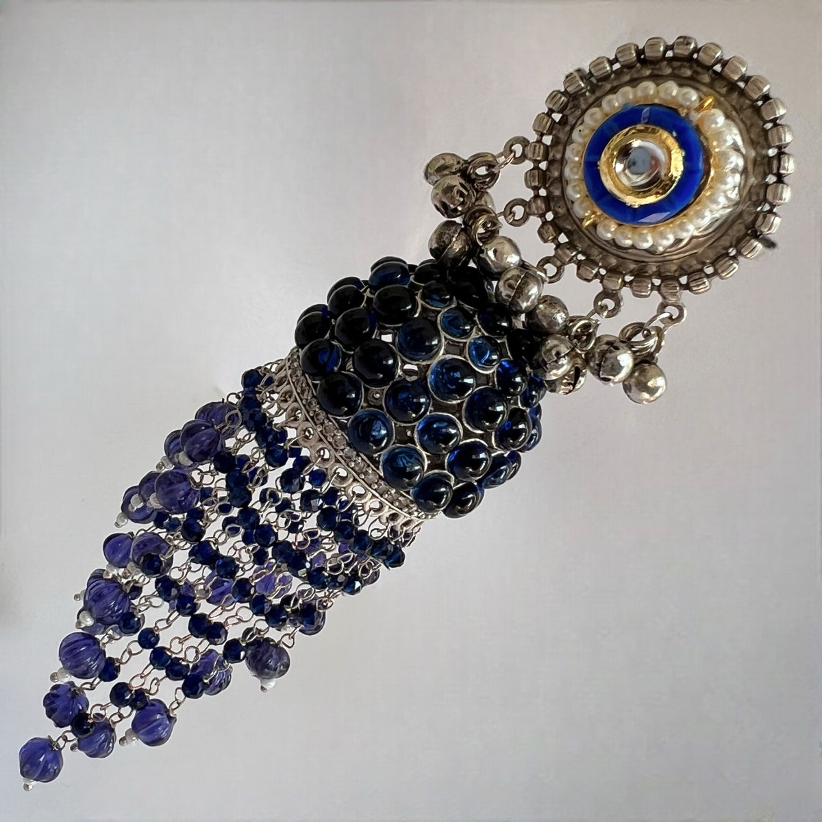 RICHA SILVER LOOK ALIKE GOLD-TONED HANDMADE KEMP JUMBO  JHUMKAS ER576