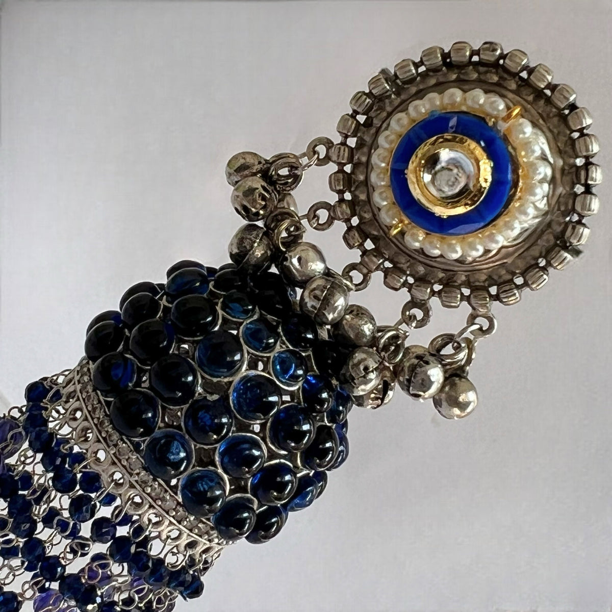 RICHA SILVER LOOK ALIKE GOLD-TONED HANDMADE KEMP JUMBO  JHUMKAS ER576