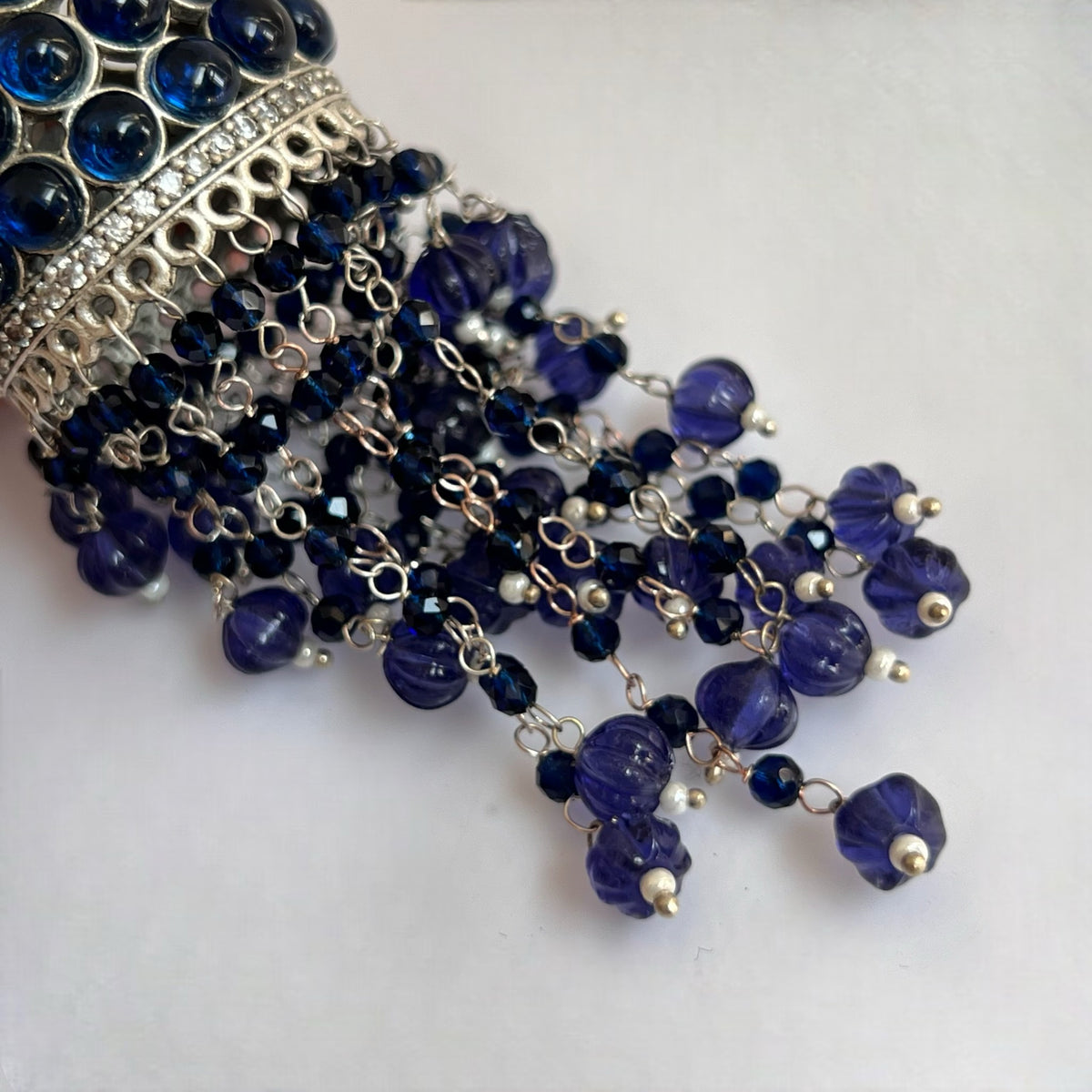 RICHA SILVER LOOK ALIKE GOLD-TONED HANDMADE KEMP JUMBO  JHUMKAS ER576