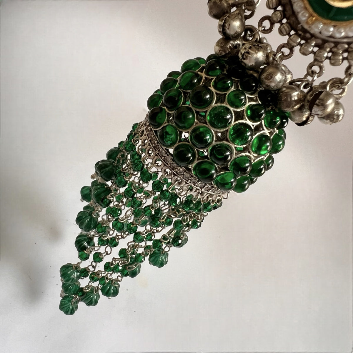 RICHA SILVER LOOK ALIKE GOLD-TONED HANDMADE KEMP JUMBO  JHUMKAS ER576