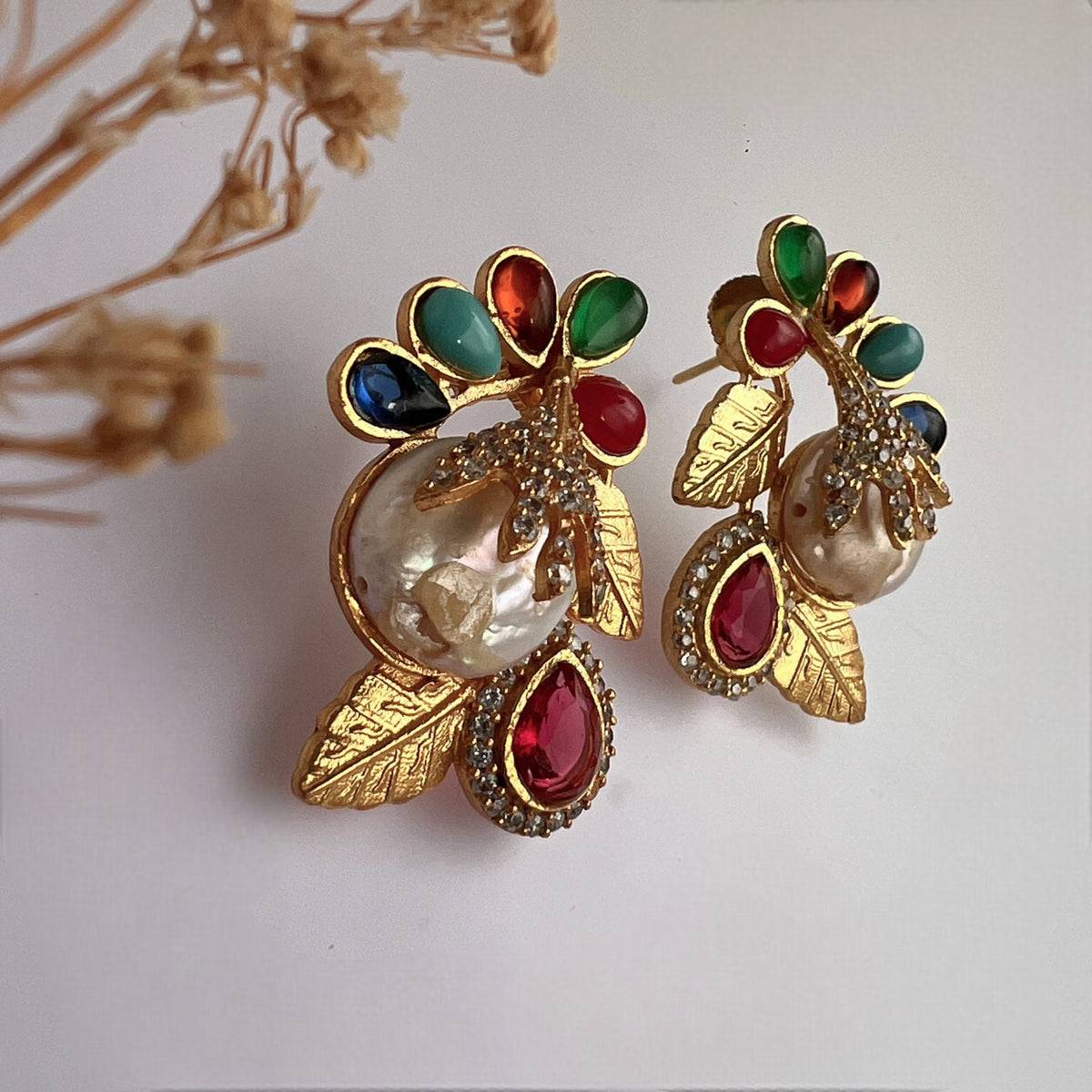 GODESSES MOTHER OF PEARL HANDMADE STUDS ER202