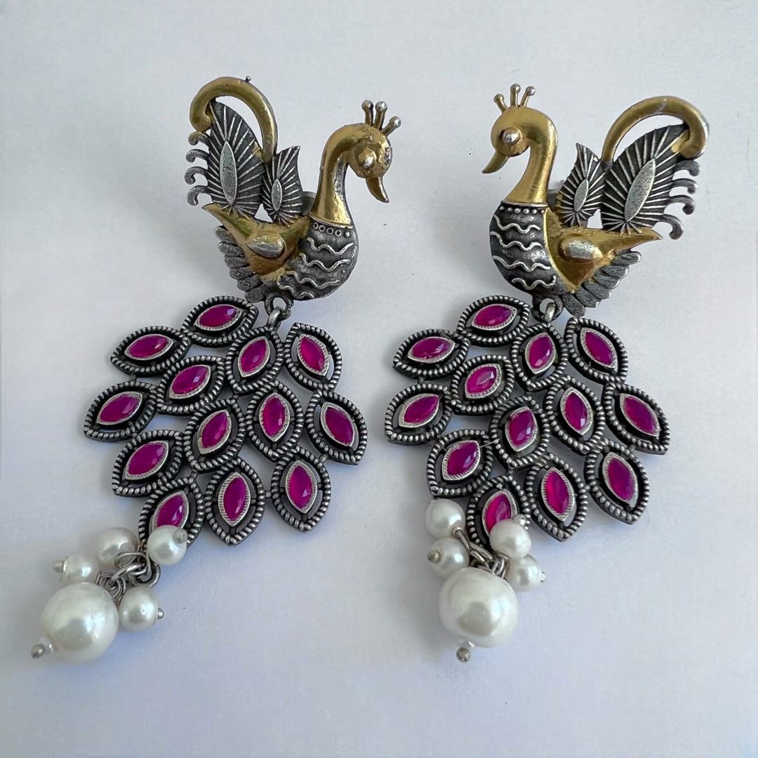 FEATHER FLARE SILVER LOOK ALIKE SEMI-HANDMADE DANGLER ER198