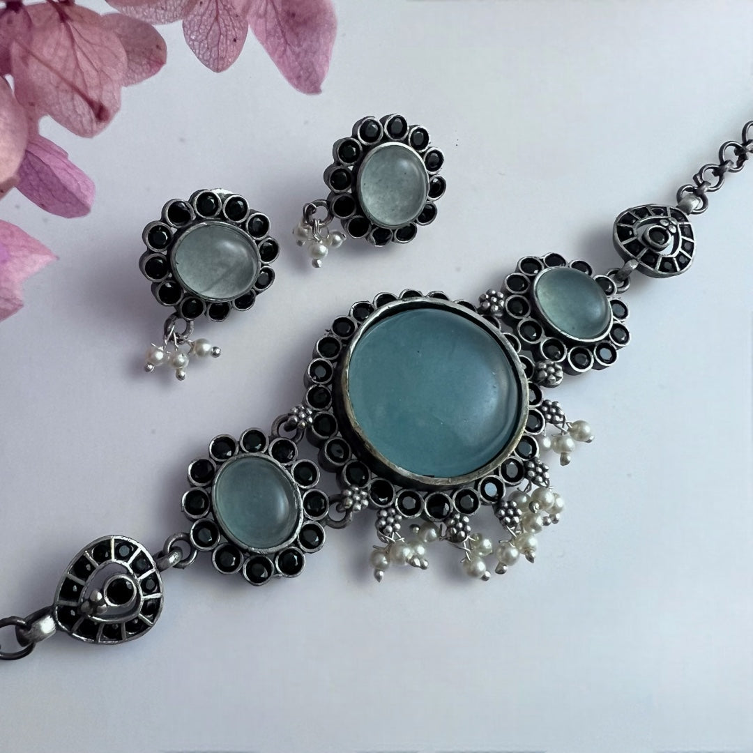 RYLEE BIJOUX PREMIUM AND EXCLUSIVE RUSTIC FINISH HANDMADE CHOKER WITH EARRINGS CH303