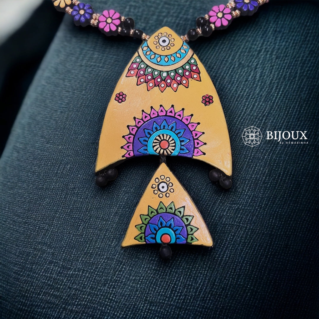 TWIN FIN TERRACOTTA NECKLACE WITH EARRING TR14