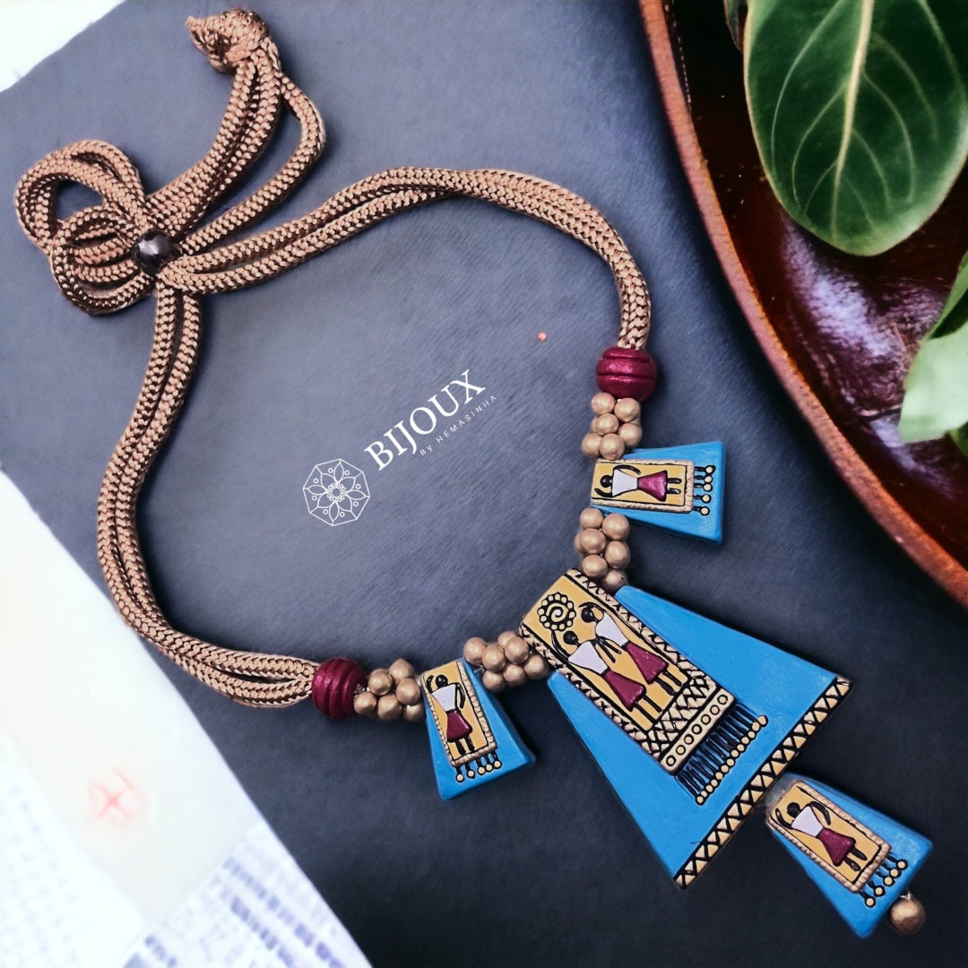 AFRO TRIBAL ART TEROCOTTA  NECKLACE WITH EARRINGS TR20