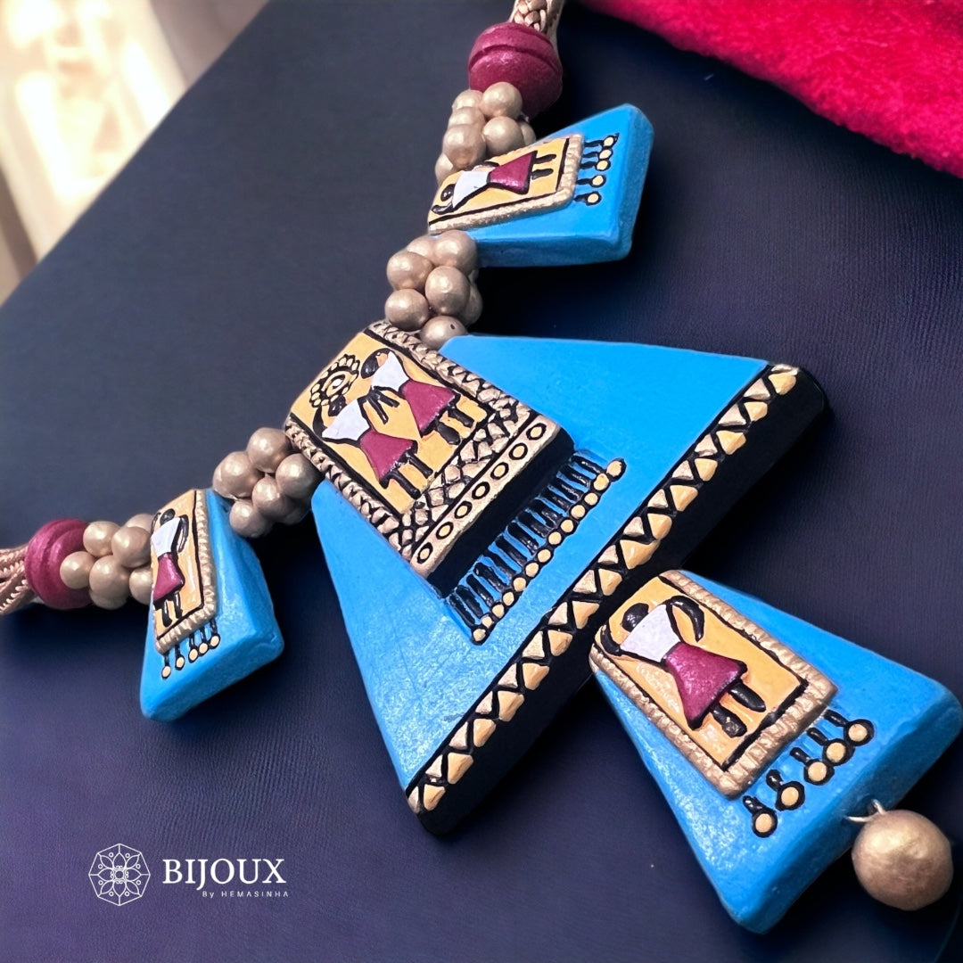 AFRO TRIBAL ART TEROCOTTA  NECKLACE WITH EARRINGS TR20