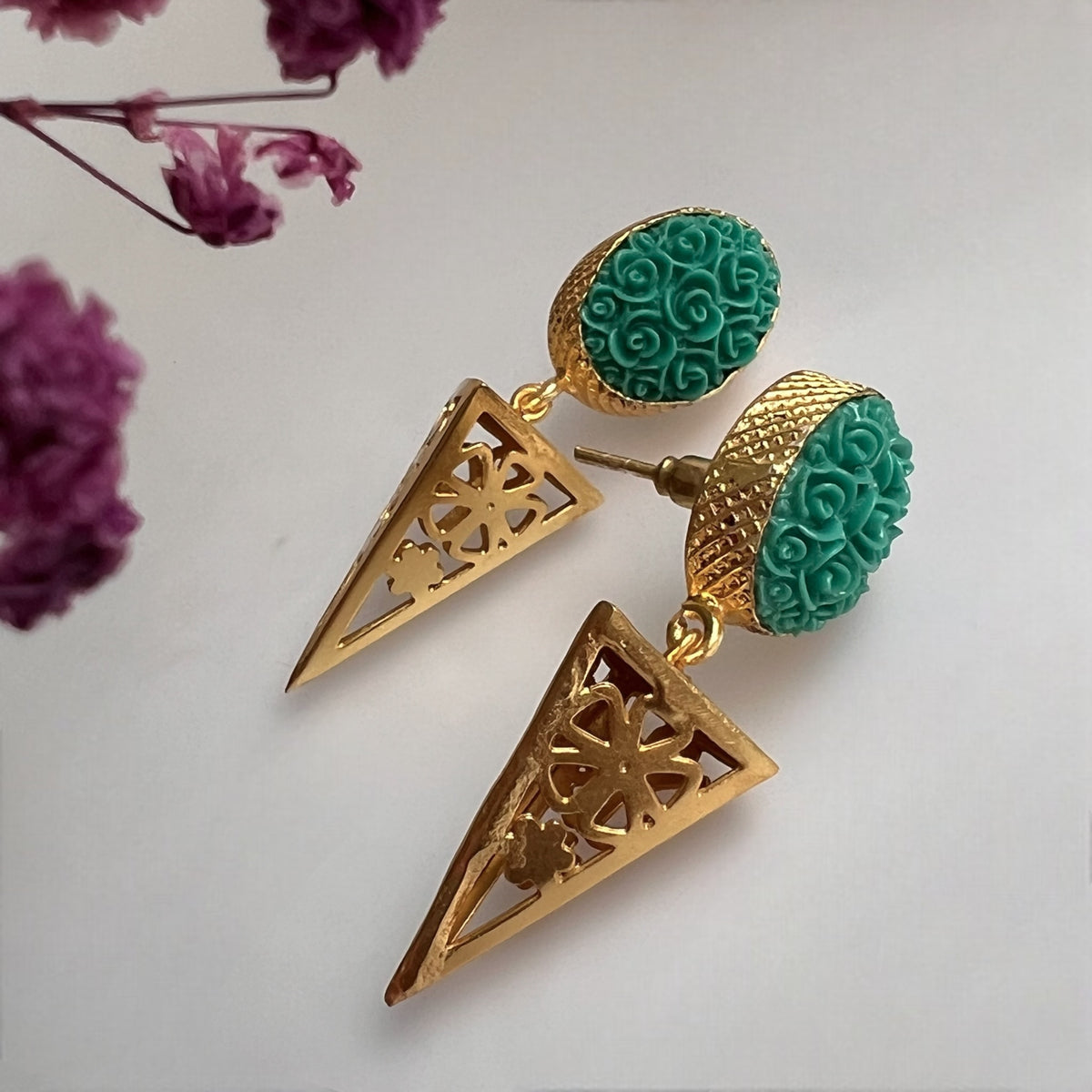 DALIA ROSE GOLD TONED FAUX RESIN EARRING ER170