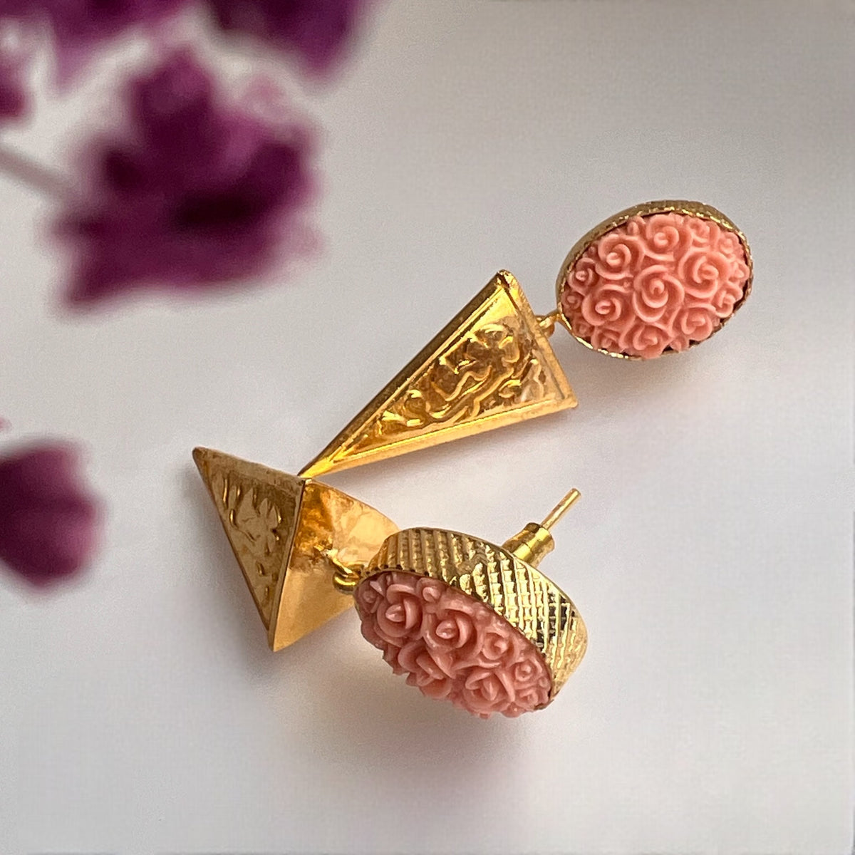 DALIA ROSE GOLD TONED FAUX RESIN EARRING ER170