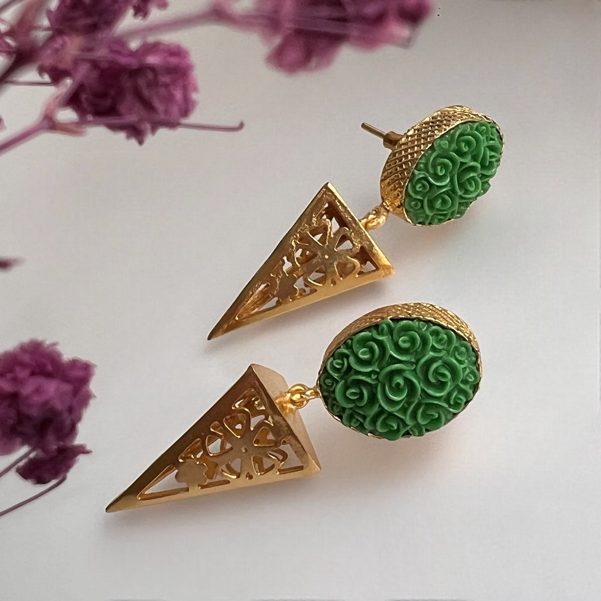 DALIA ROSE GOLD TONED FAUX RESIN EARRING ER170