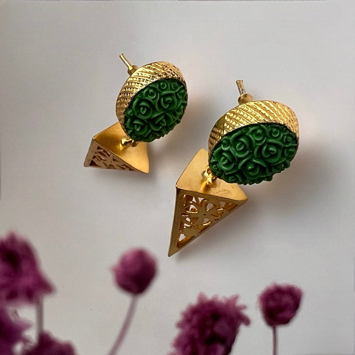 DALIA ROSE GOLD TONED FAUX RESIN EARRING ER170