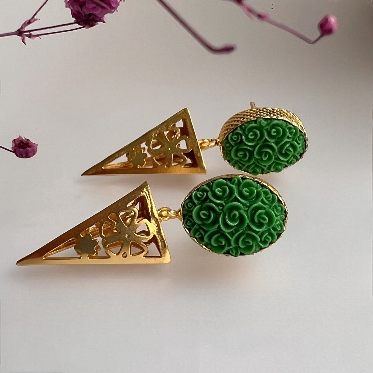 DALIA ROSE GOLD TONED FAUX RESIN EARRING ER170