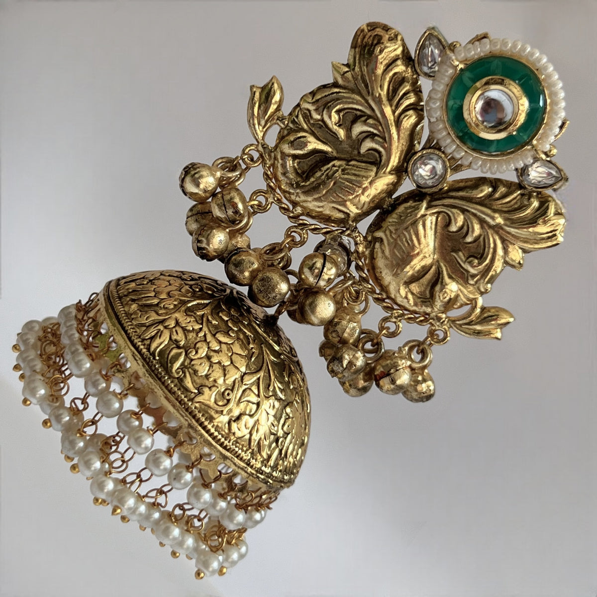 ANUSHA SILVER LOOK ALIKE GOLD-TONED HANDMADE JUMBO JHUMKAS ER565