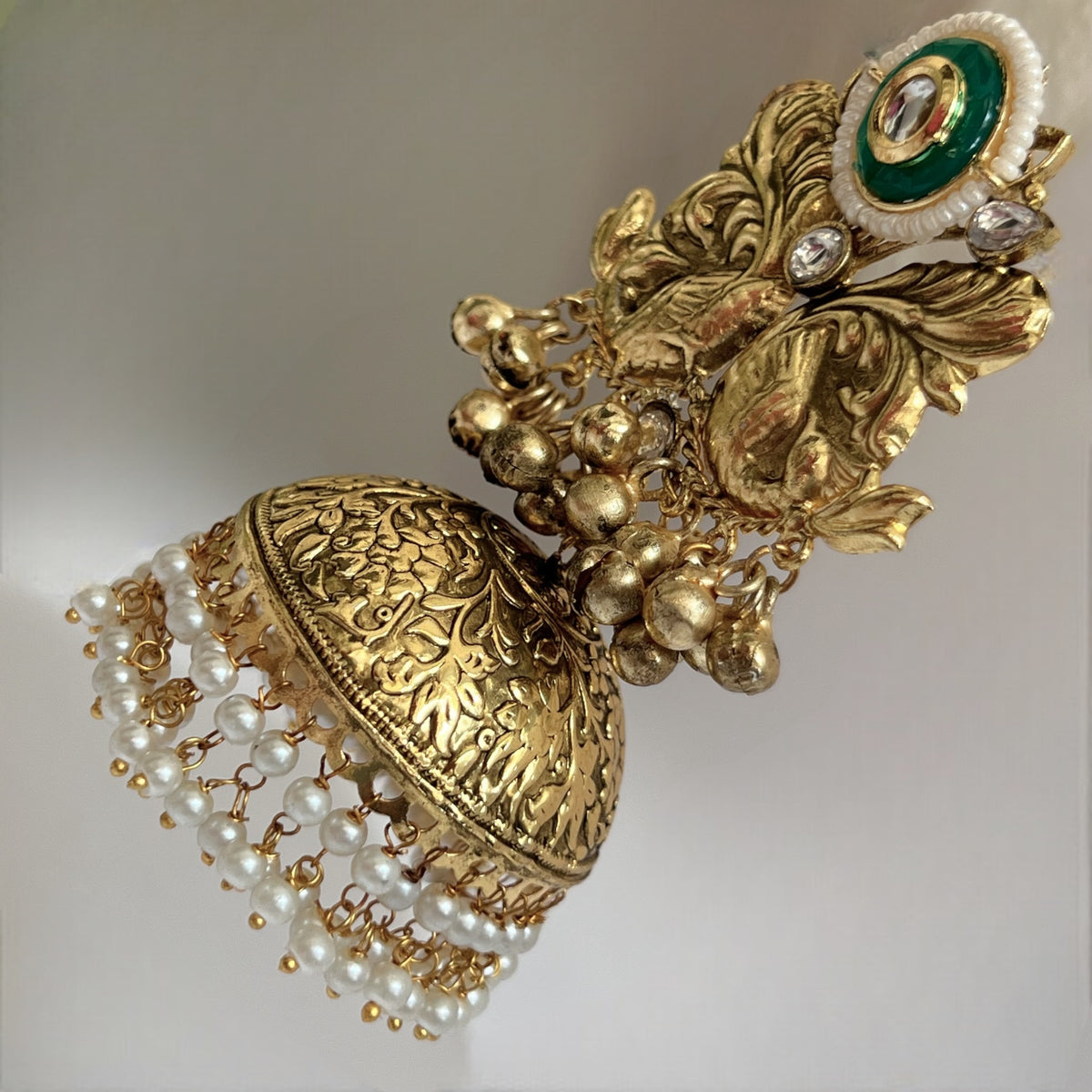 ANUSHA SILVER LOOK ALIKE GOLD-TONED HANDMADE JUMBO JHUMKAS ER565