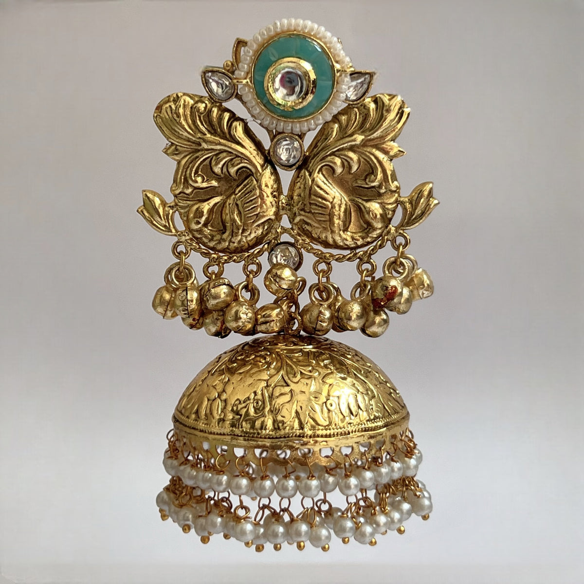 ANUSHA SILVER LOOK ALIKE GOLD-TONED HANDMADE JUMBO JHUMKAS ER565