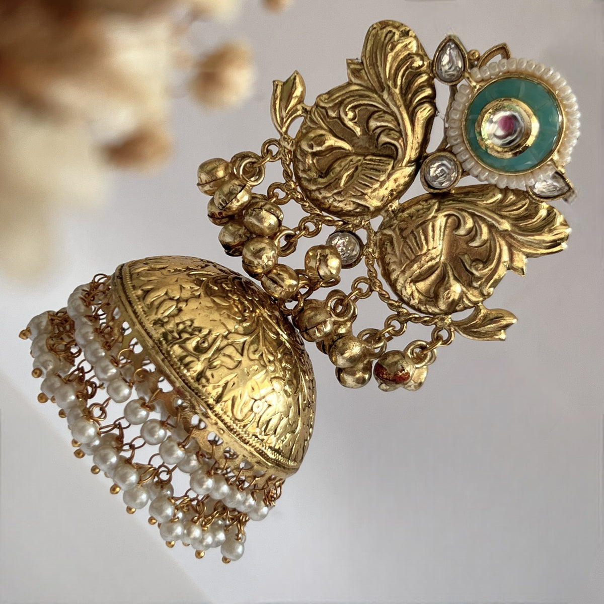 ANUSHA SILVER LOOK ALIKE GOLD-TONED HANDMADE JUMBO JHUMKAS ER565