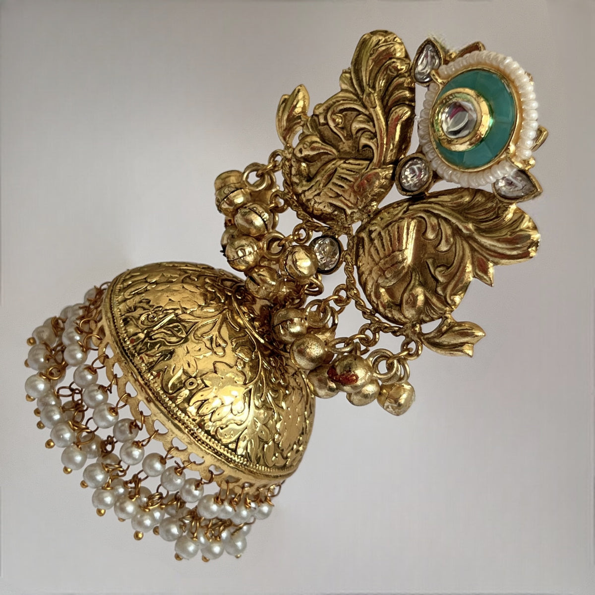 ANUSHA SILVER LOOK ALIKE GOLD-TONED HANDMADE JUMBO JHUMKAS ER565