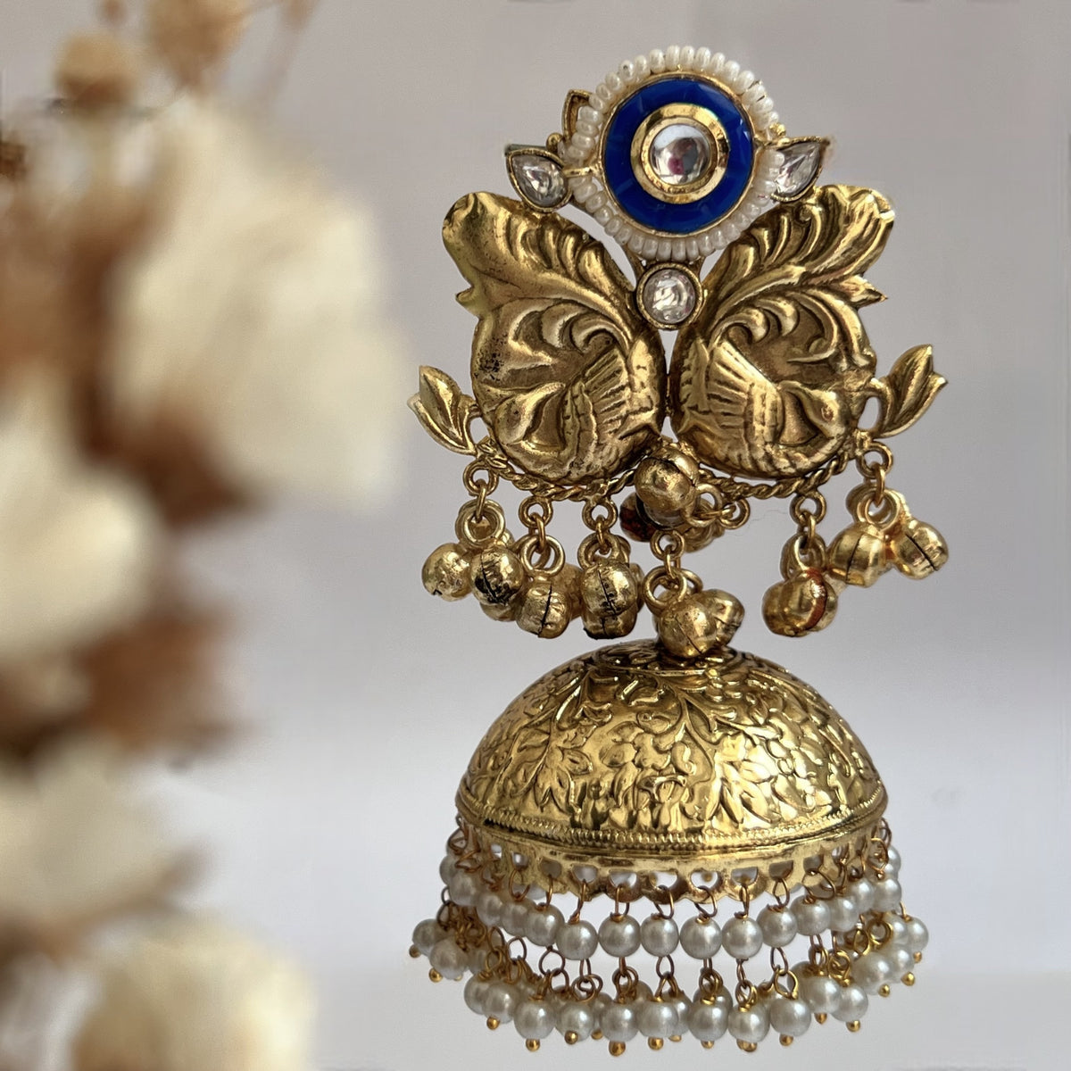 ANUSHA SILVER LOOK ALIKE GOLD-TONED HANDMADE JUMBO JHUMKAS ER565