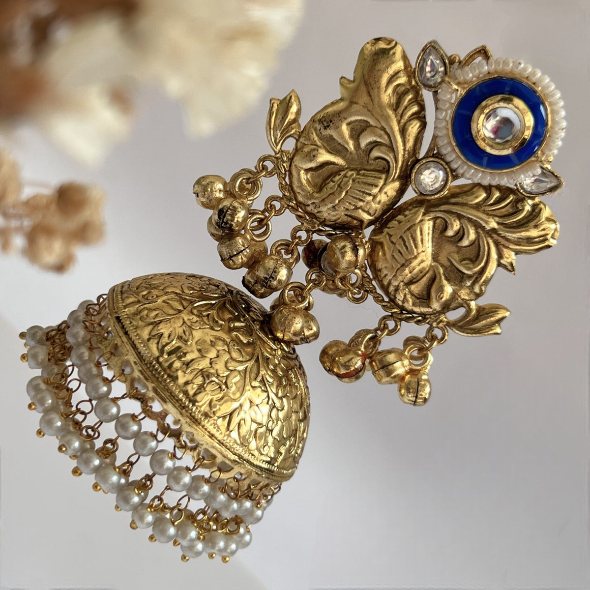 ANUSHA SILVER LOOK ALIKE GOLD-TONED HANDMADE JUMBO JHUMKAS ER565